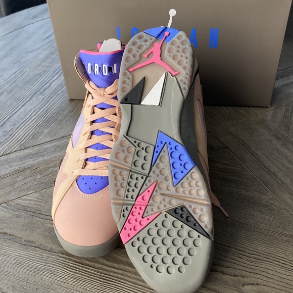 Mens Nike Air Jordon 7 Retro SE Size 10 Shimmer/Black Sapphire NWT - Picture 4 of 6